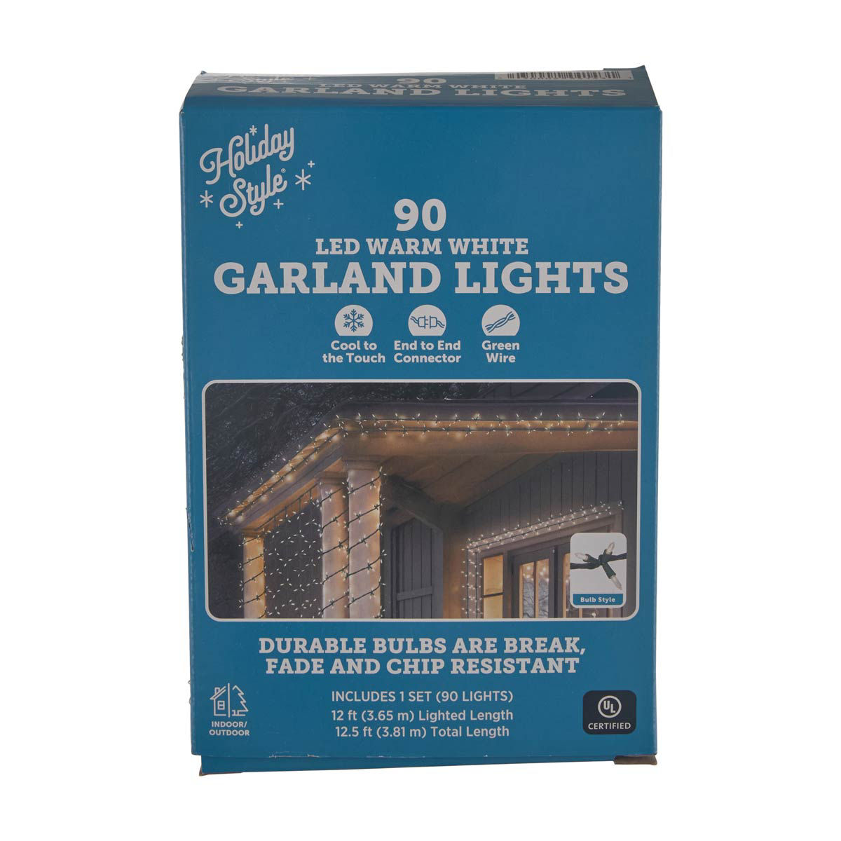Holiday Style LED Warm White Garland Lights, 90 ct, 12.5 ft
