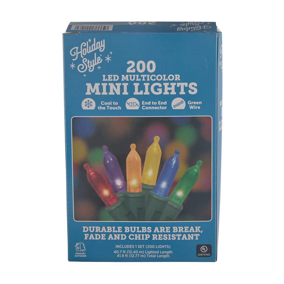 Holiday Style Christmas Green Wire 200 Multicolor LED Mini Lights, 41.9 ft