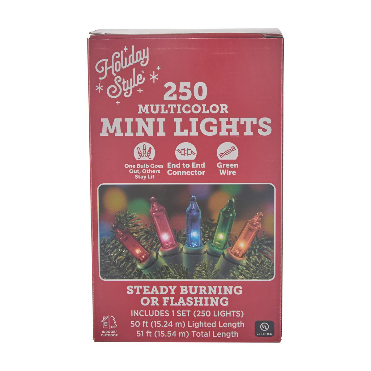 Holiday Style Multicolor Mini Lights, 250 ct, 51 ft