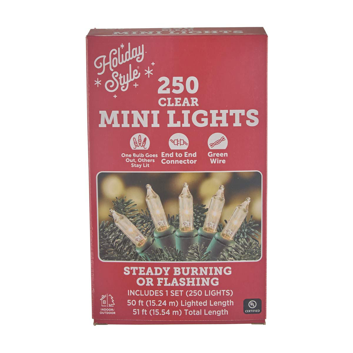 Holiday Style Clear Mini Lights, 250 ct, 51 ft