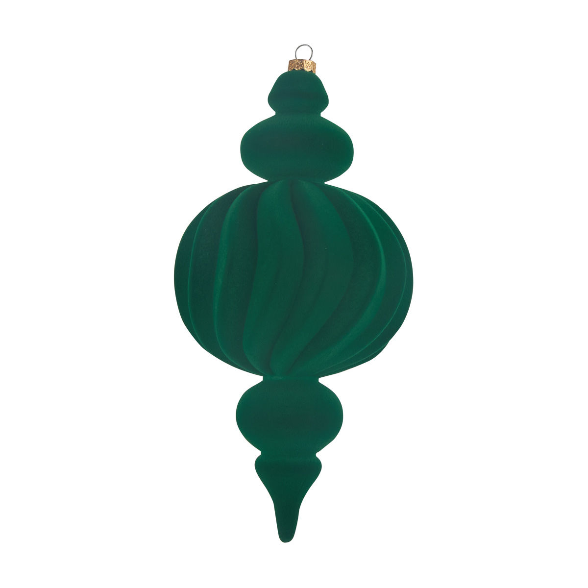 Christmas Green Flocked Finial Drop Ornament