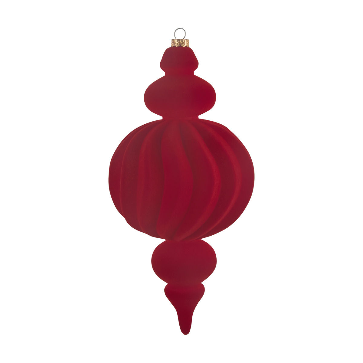 Christmas Red Flocked Finial Drop Ornament