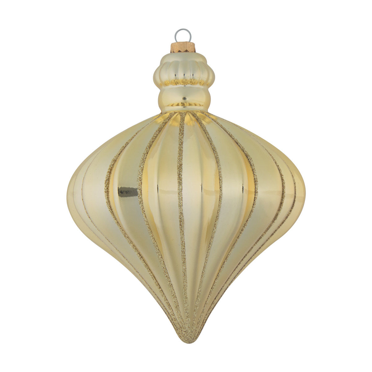 Christmas Jumbo Gold Glitter Striped Finial Ornament