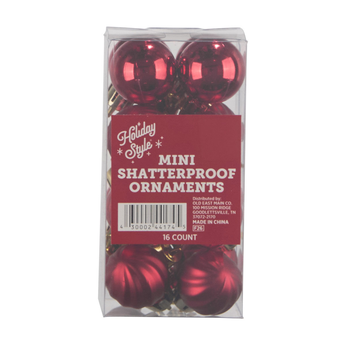 Holiday Style Mini Red Shatterproof Ornaments, 16 ct