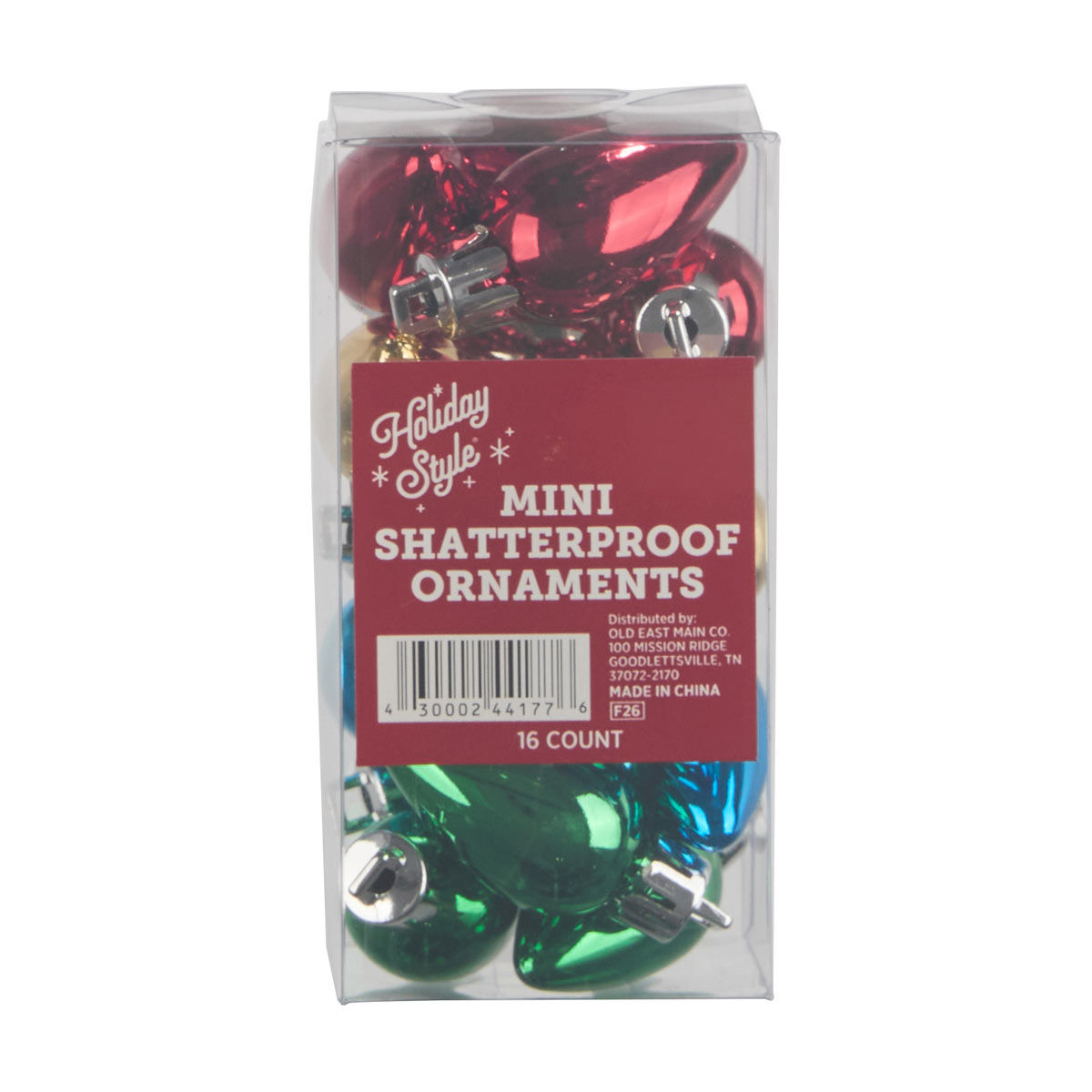 Holiday Style Mini Mixed Metallic Bulb Shatterproof Ornaments, 16 ct