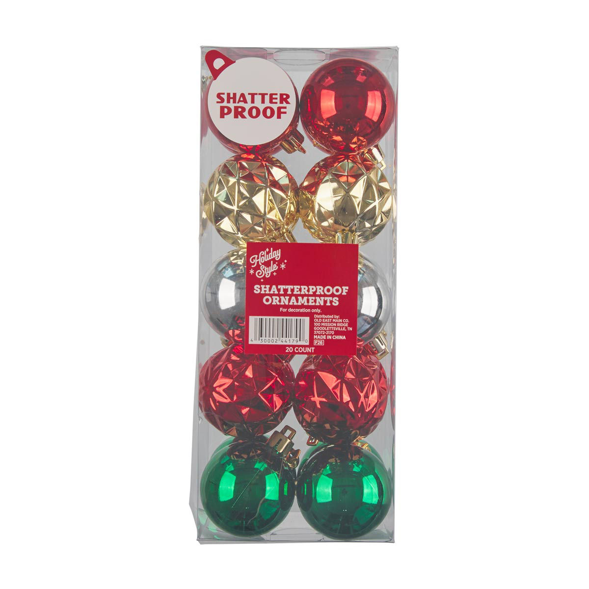 Christmas Metallic Ball Ornaments, 20 ct
