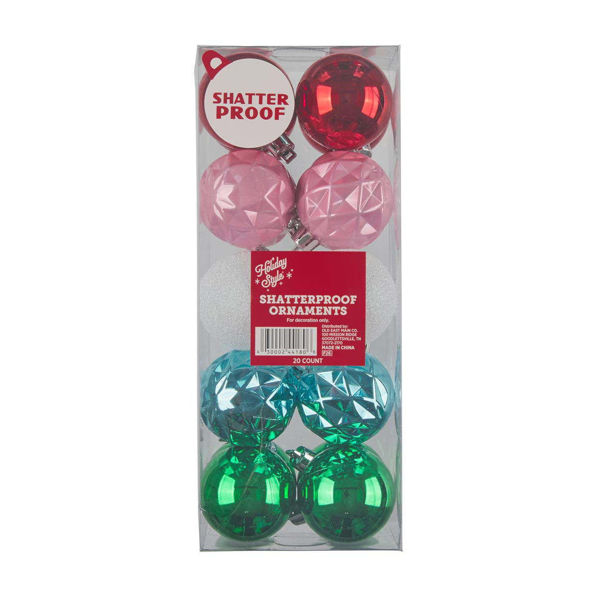 Christmas Multicolor Ball Ornaments, 20 ct