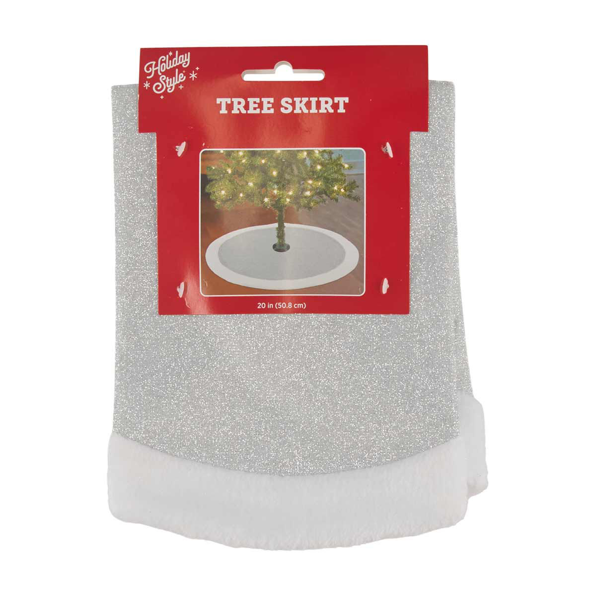 Holiday Style Christmas Silver Tree Skirt, 20 in