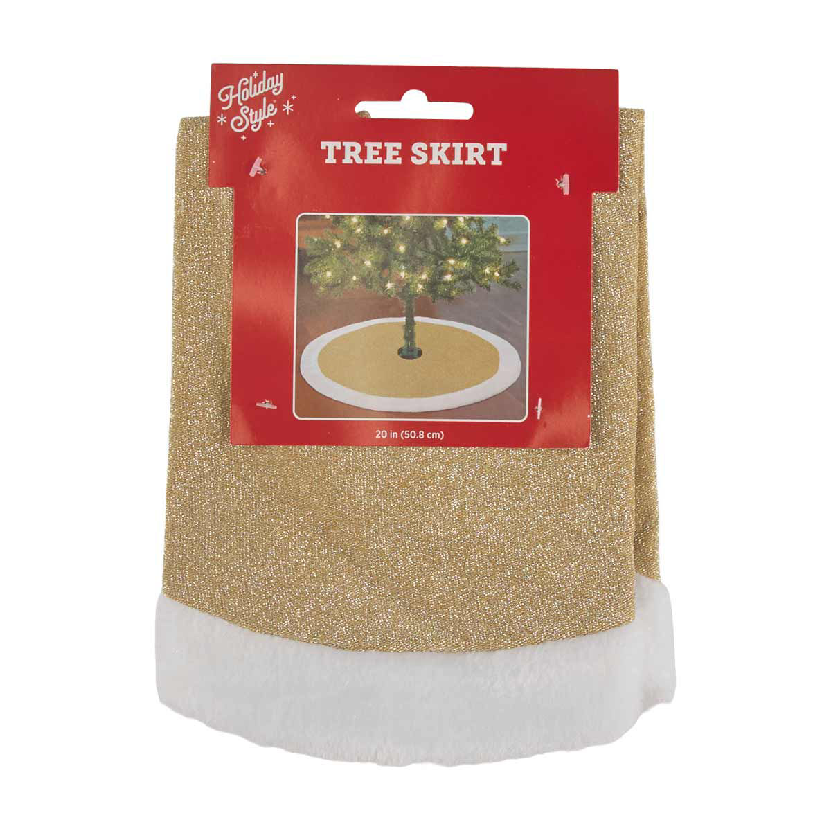 Holiday Style Christmas Gold Christmas Tree Skirt, 20 in