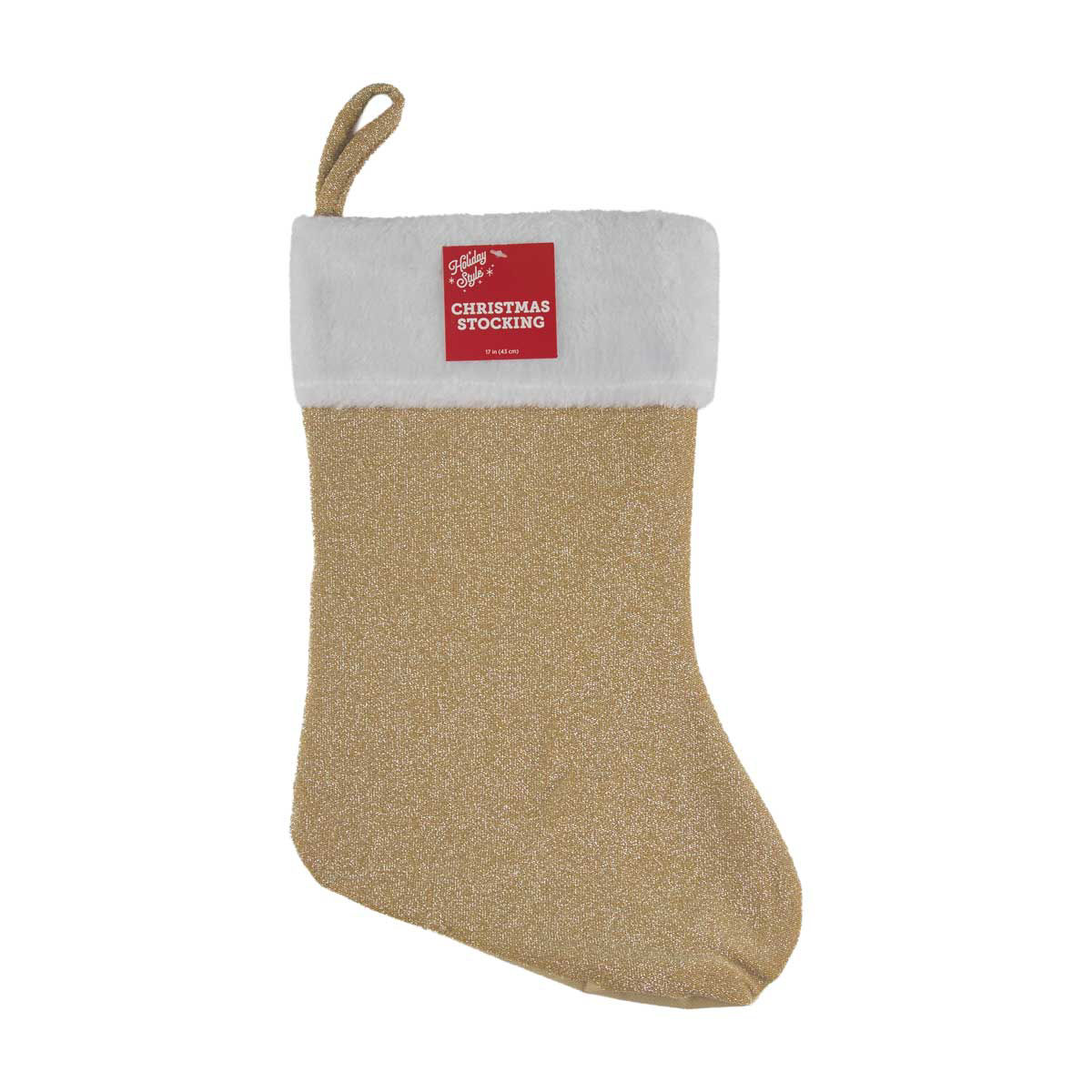 Holiday Style Christmas Gold Tinsel Stocking, 17 in