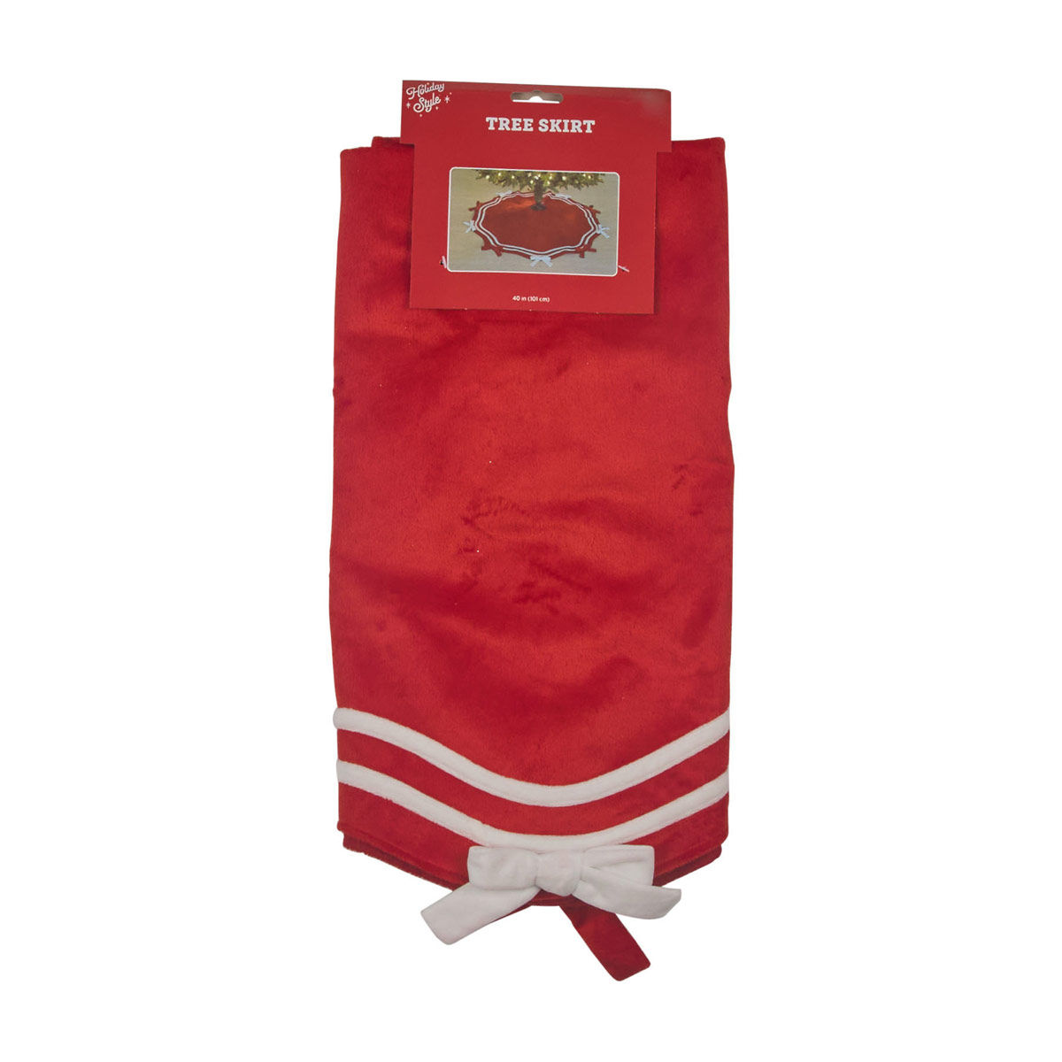 Holiday Style Christmas Red Bow Tree Skirt, 40 in