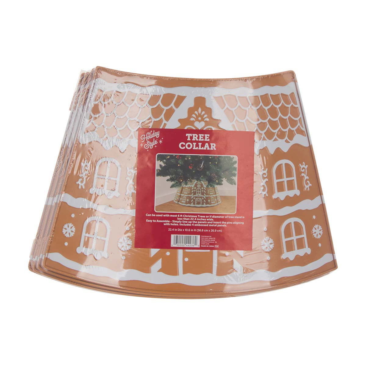 Holiday Style Christmas Gingerbread House Metal Tree Collar, 22.4x10.6 in