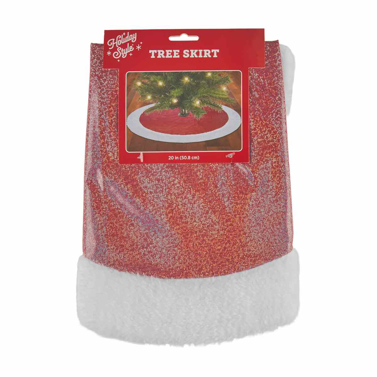 Holiday Style Christmas Red Iridescent Tree Skirt, 20 in
