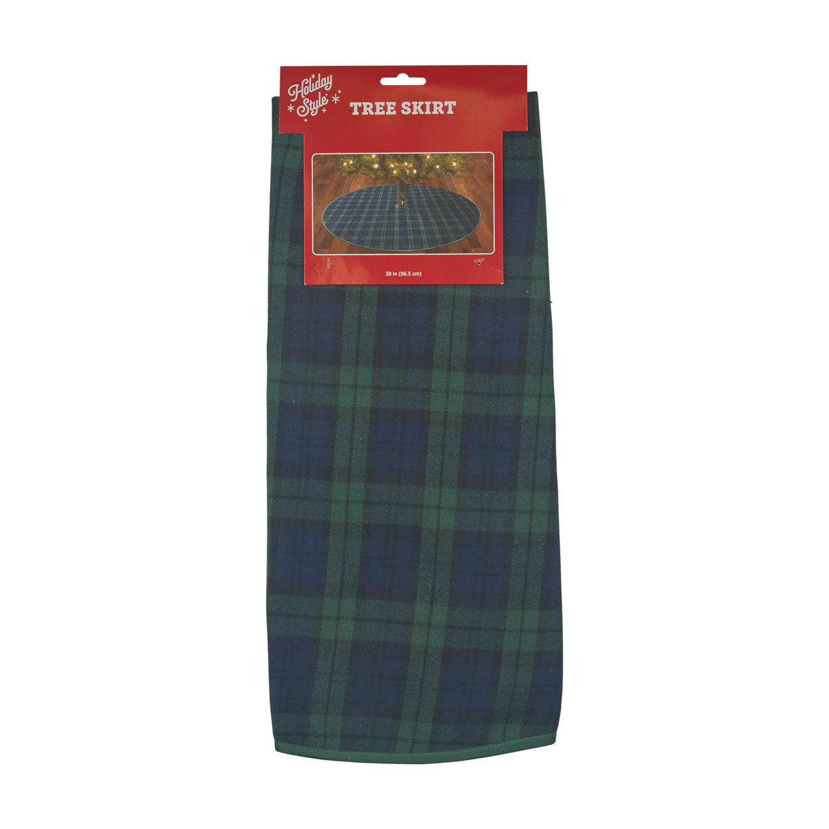 Holiday Style Christmas Plaid Tree Skirt, 38 in, 2 Assorted Colors