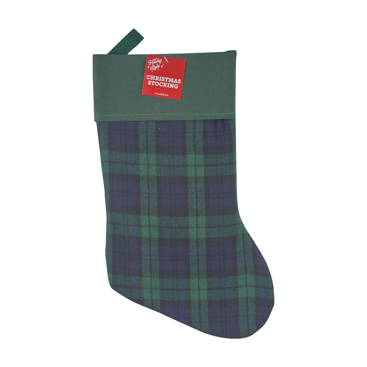 Holiday Style Christmas Plaid Stocking, 3 Assorted Styles
