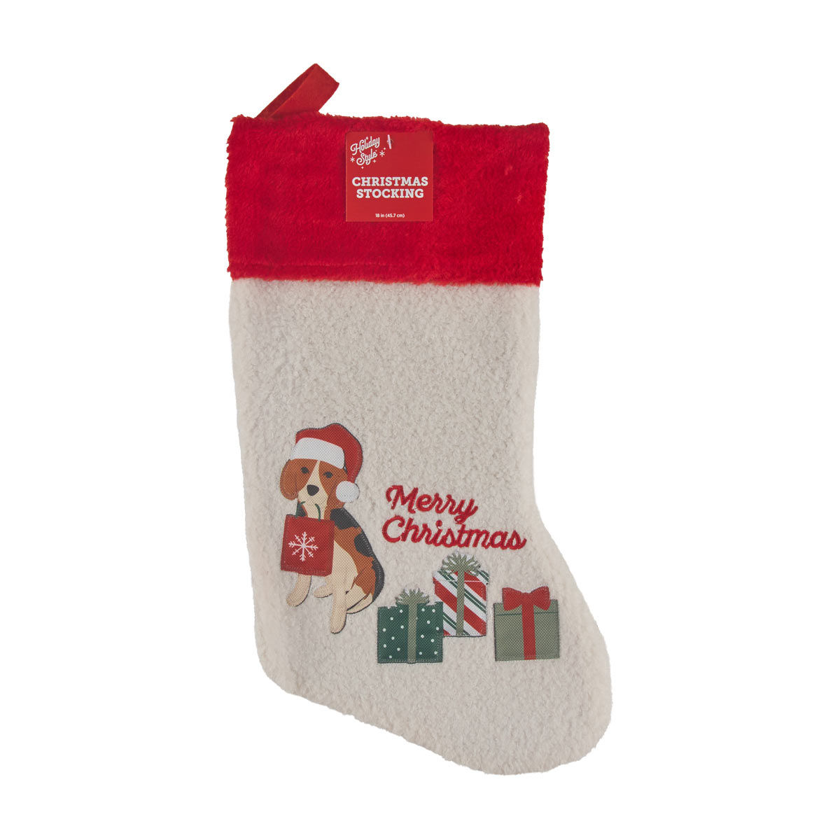 Holiday Style Christmas Dog Stocking, 18 in, 2 Assorted Styles