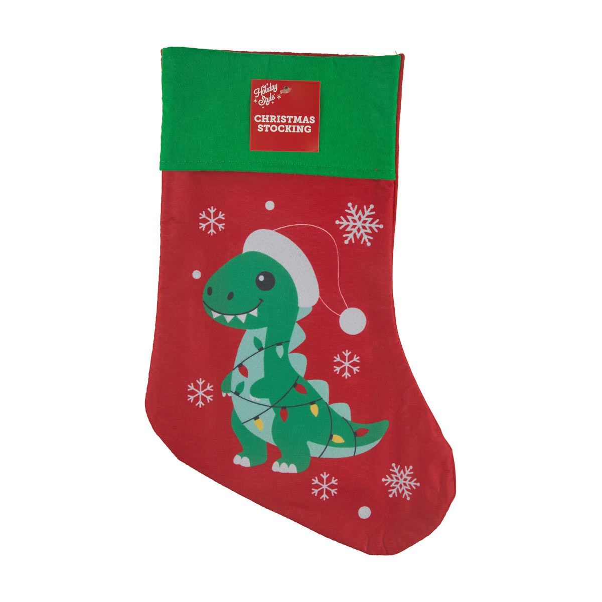 Holiday Style Christmas Dinosaur Stocking, 17 in