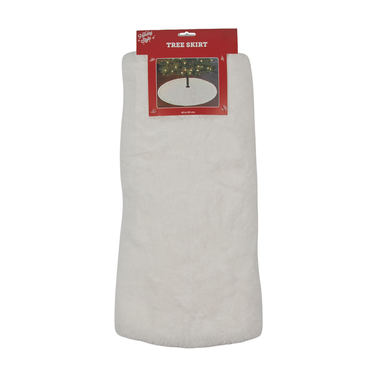 Holiday Style Christmas Off-White Faux Fur Tree Skirt, 40 in