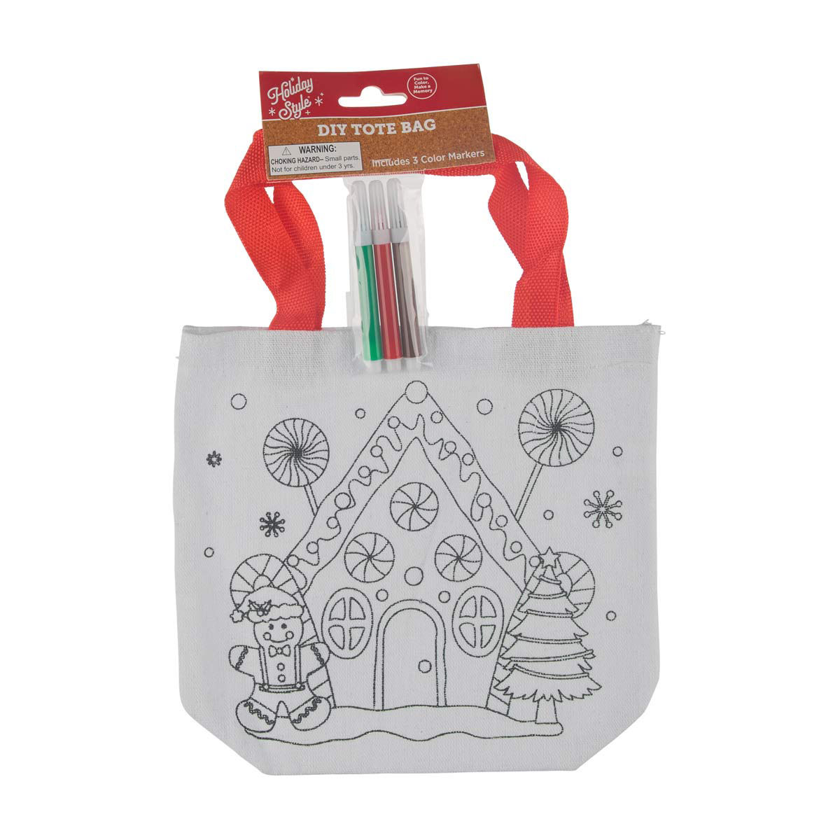 Holiday Style Christmas DIY Tote Bag Craft Kit, 3 Assorted Designs