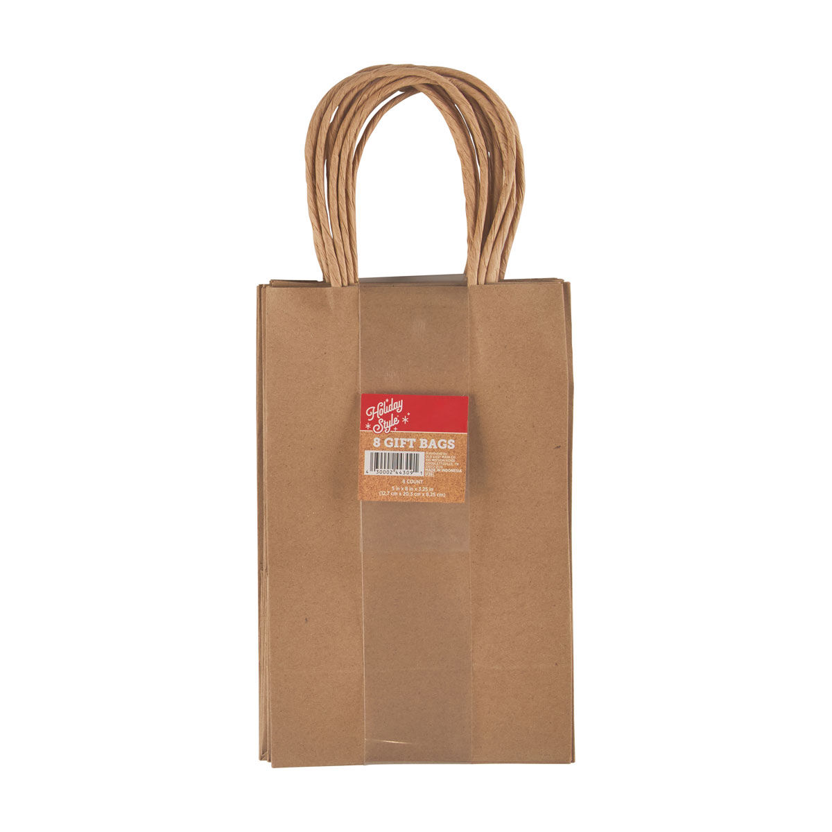 Holiday Style Christmas Kraft Gift Bags, 8 ct, 2 Assorted Colors