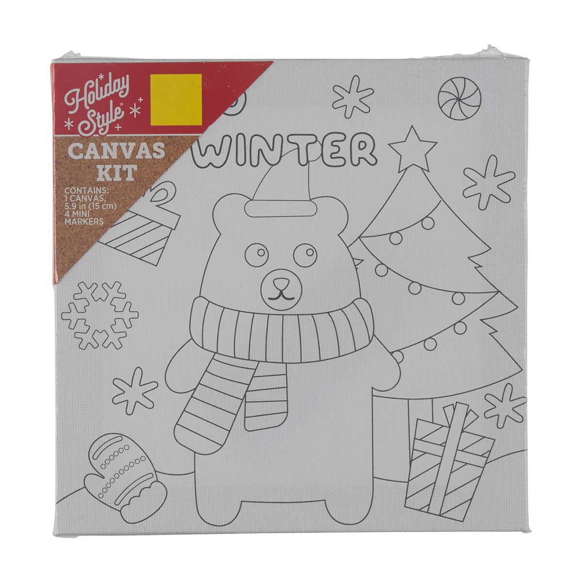 Holiday Style Christmas DIY Canvas Craft Kit, 5.9 in, 3 Assorted Designs