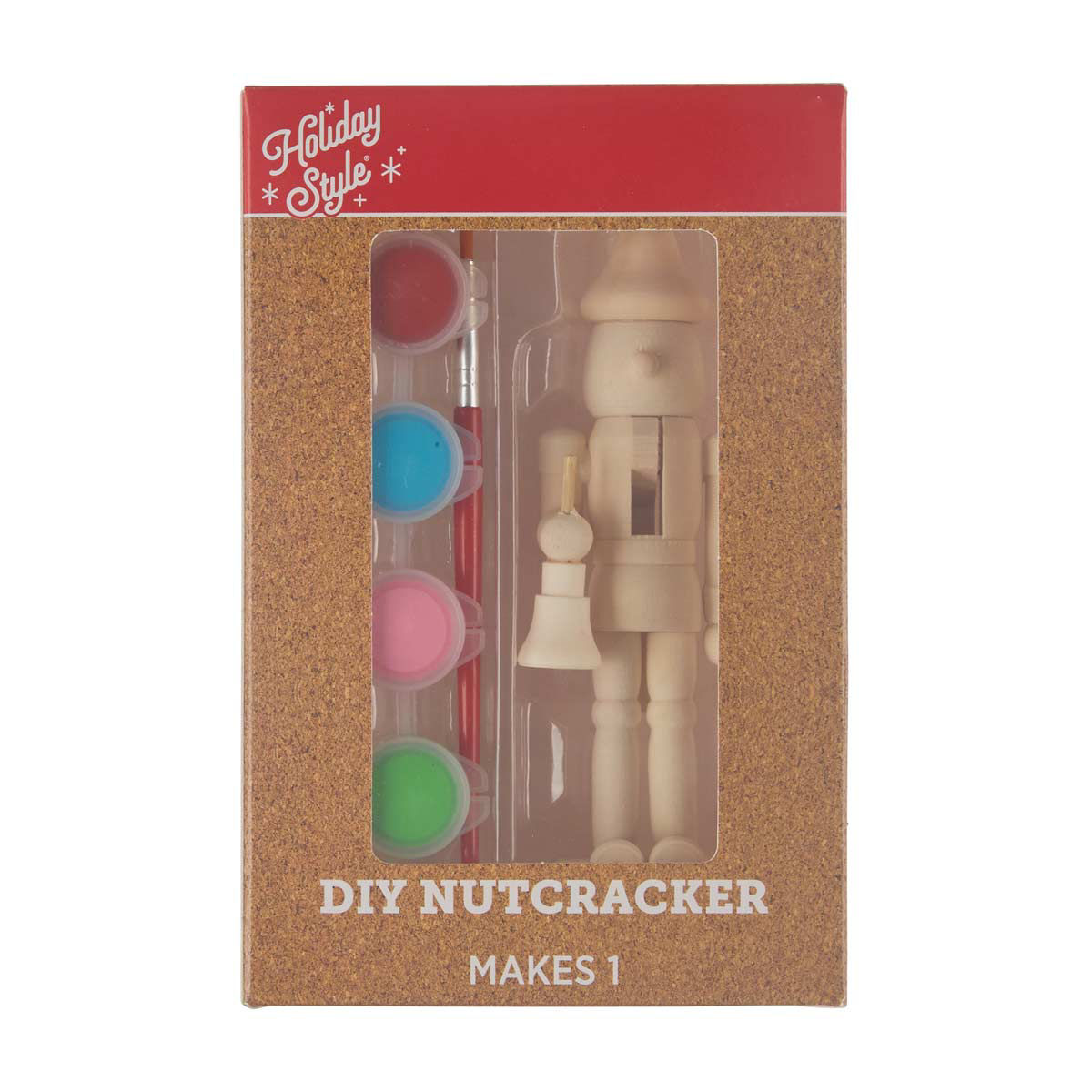Holiday Style Christmas DIY Wood Nutcracker Paint Kit, 2 Assorted Designs