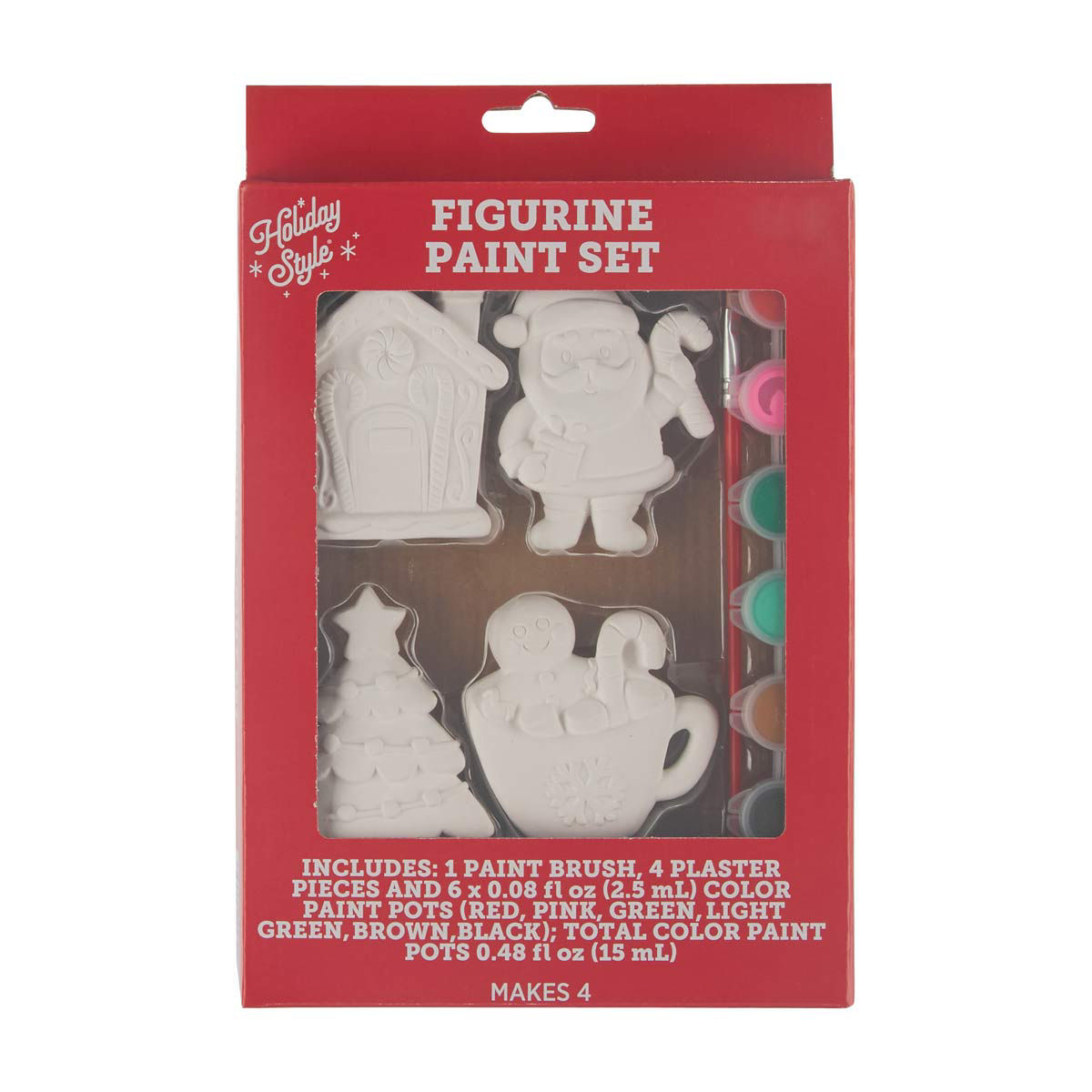 Holiday Style Christmas DIY Plaster Figurine Paint Set, 2 Assorted Sets