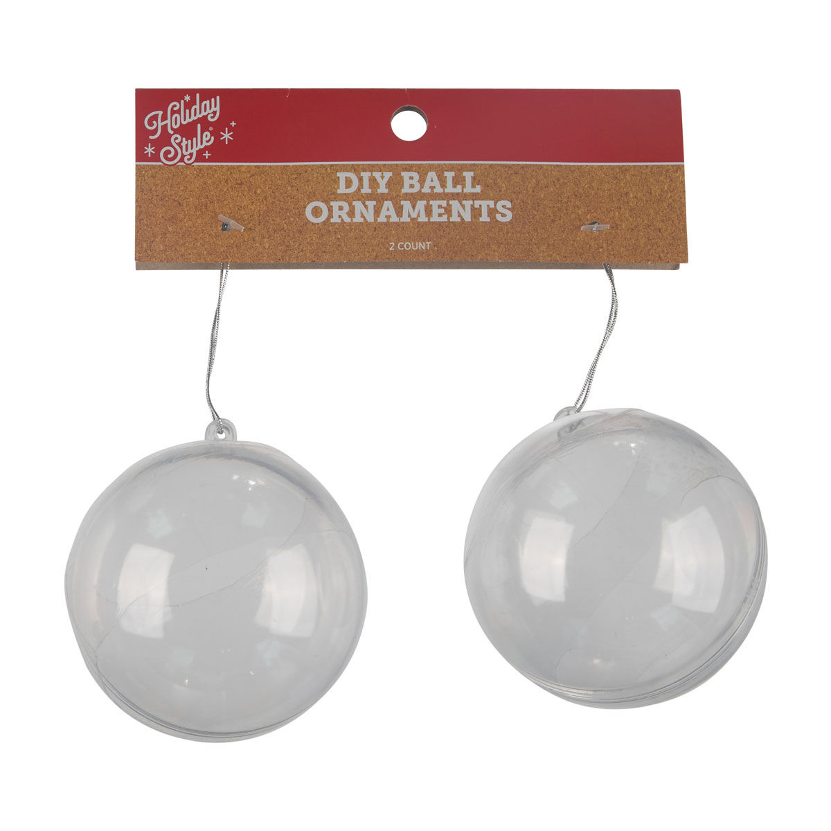 Holiday Style Christmas DIY Clear Ball Ornaments, 2 ct