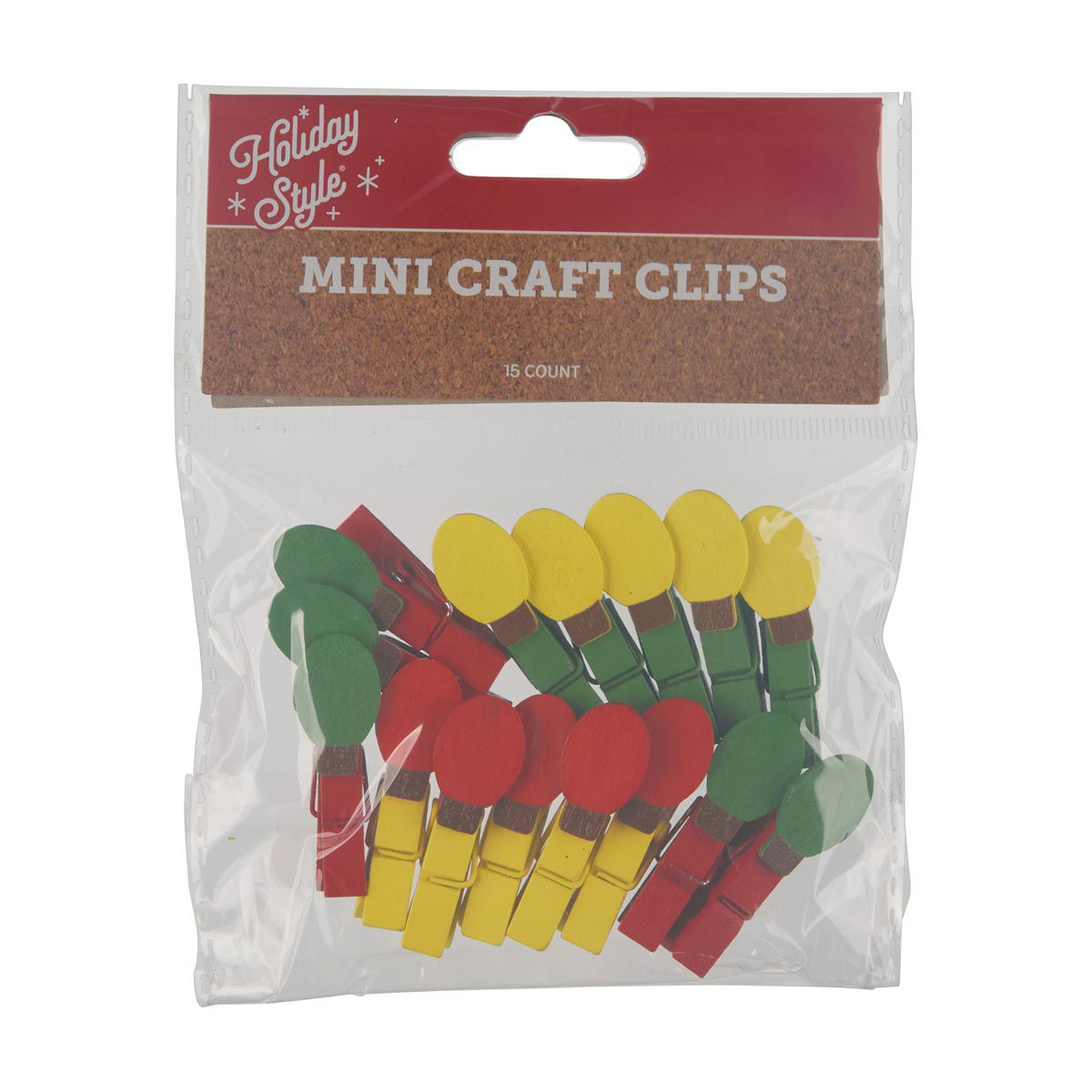 Holiday Style Christmas Mini Craft Clips, 15 ct, 2 Assorted Designs