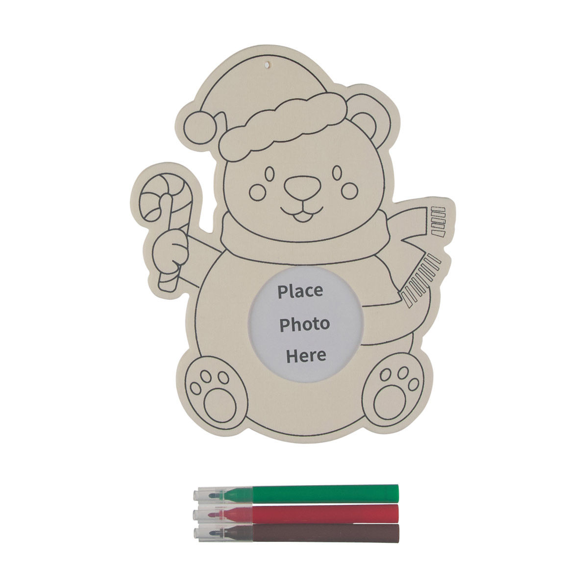 Holiday Style Christmas DIY Wood Photo Frame Ornament Kit, 3 Assorted Designs