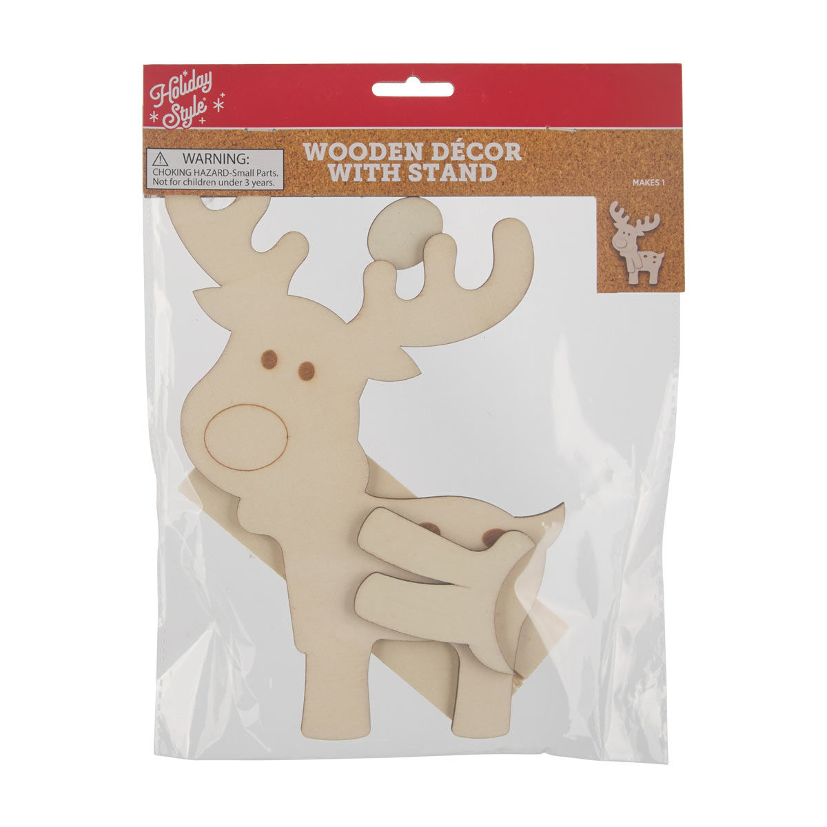 Holiday Style Christmas Wooden Décor with Stand, 3 Assorted Designs