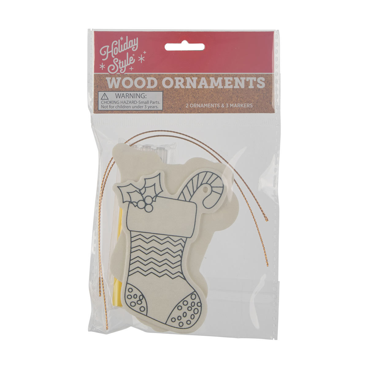 Holiday Style Christmas Wood Ornament Coloring Kit, 2 ct, 6 Assorted Designs