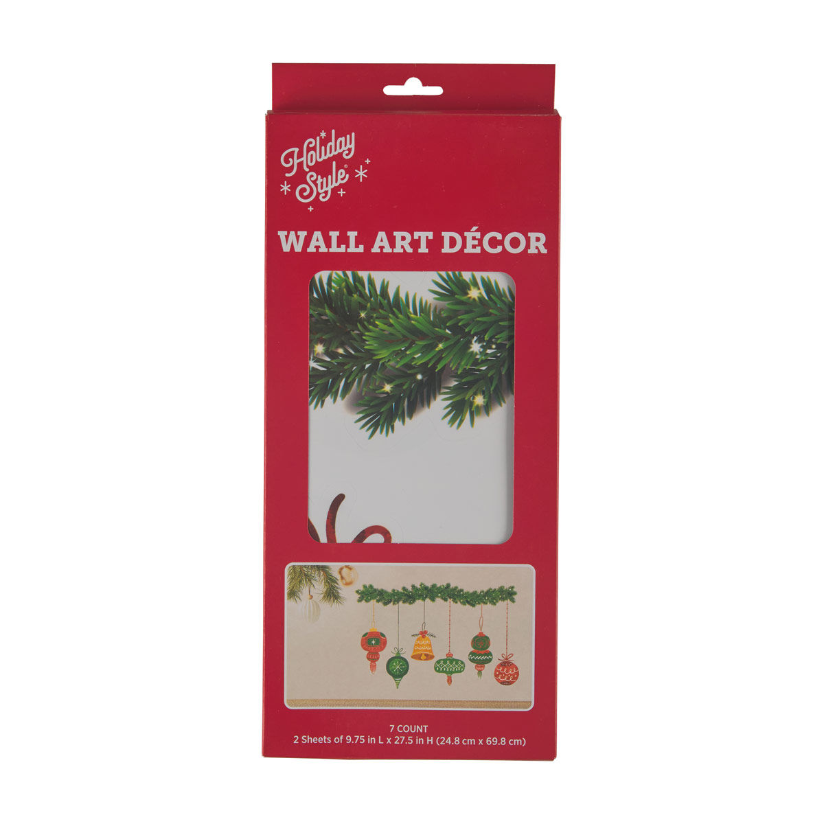 Holiday Style Christmas Ornament Garland Wall Art Décor, 7 ct
