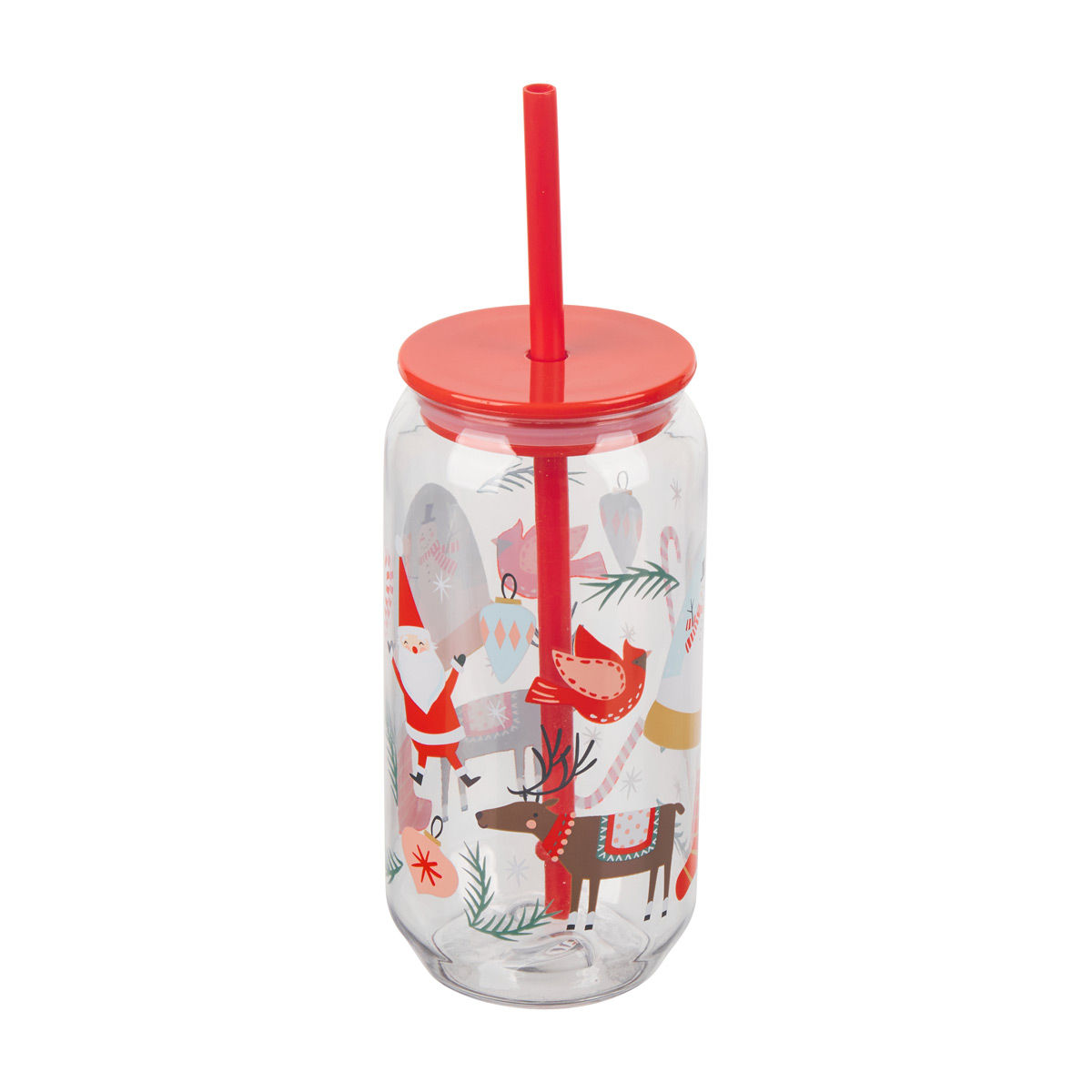 Hallmark Christmas Deer Print Cup with Lid and Straw