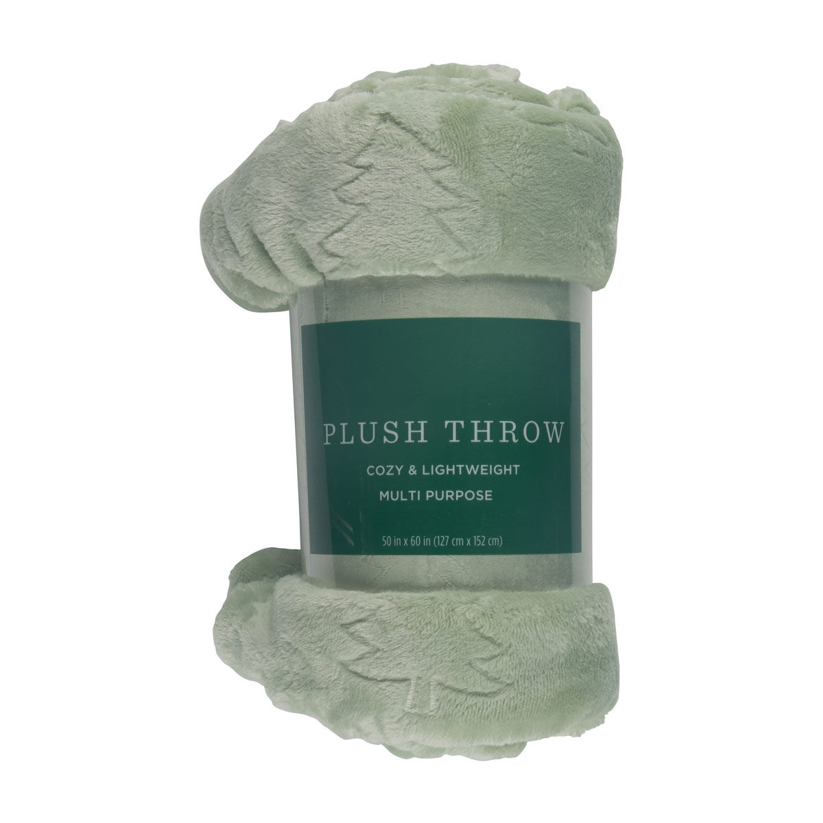 Hallmark Christmas Multi-Purpose Green Tree Embossed Plush Throw, 50x60 in