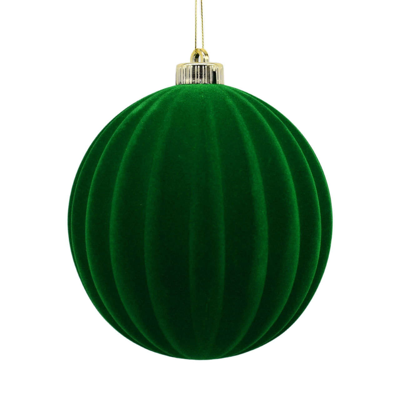 Christmas Green Flocked Ball Ornament, 6 in
