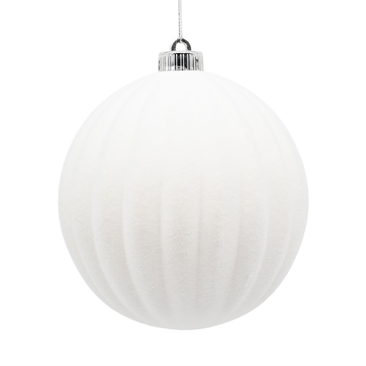 Christmas White Flocked Ball Ornament, 6 in