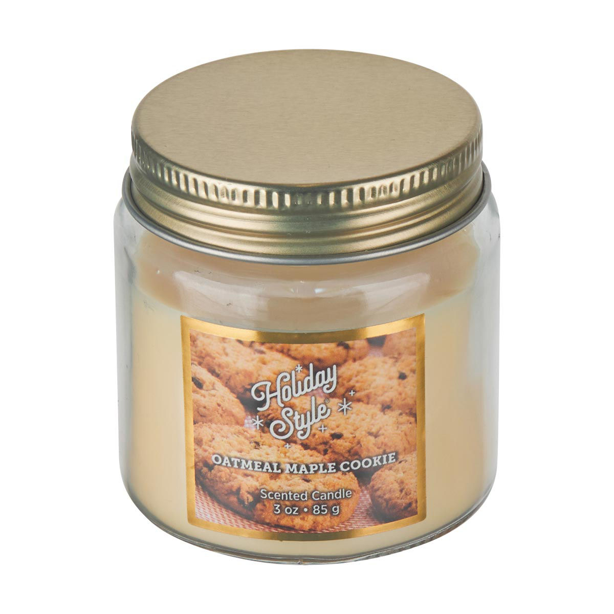 Holiday-Style-Christmas-Scented-Glass-Jar-Candle,-Oatmeal-Maple-Cookie,-3-oz