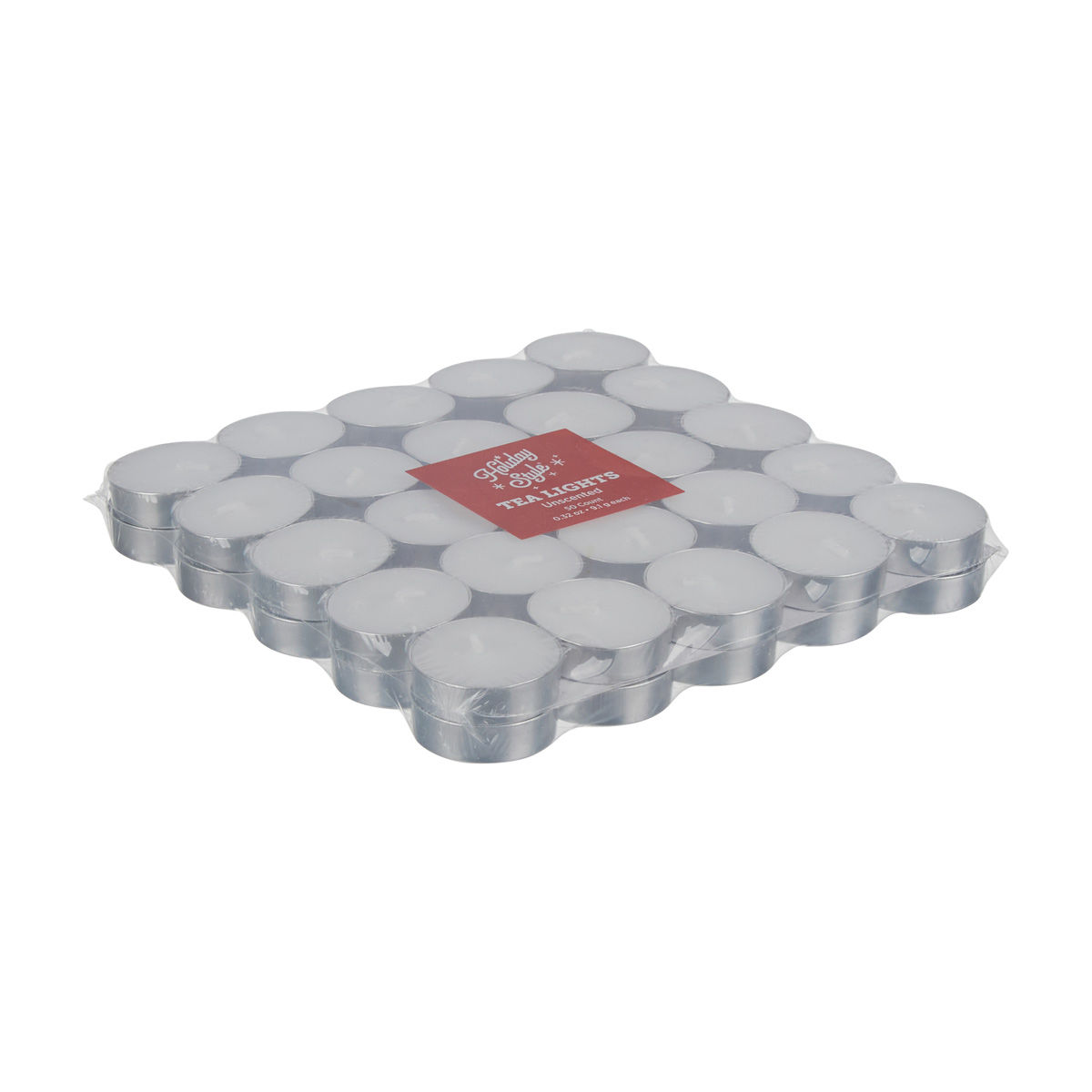 Holiday Style Christmas Unscented White Tealight Candles, 50 ct