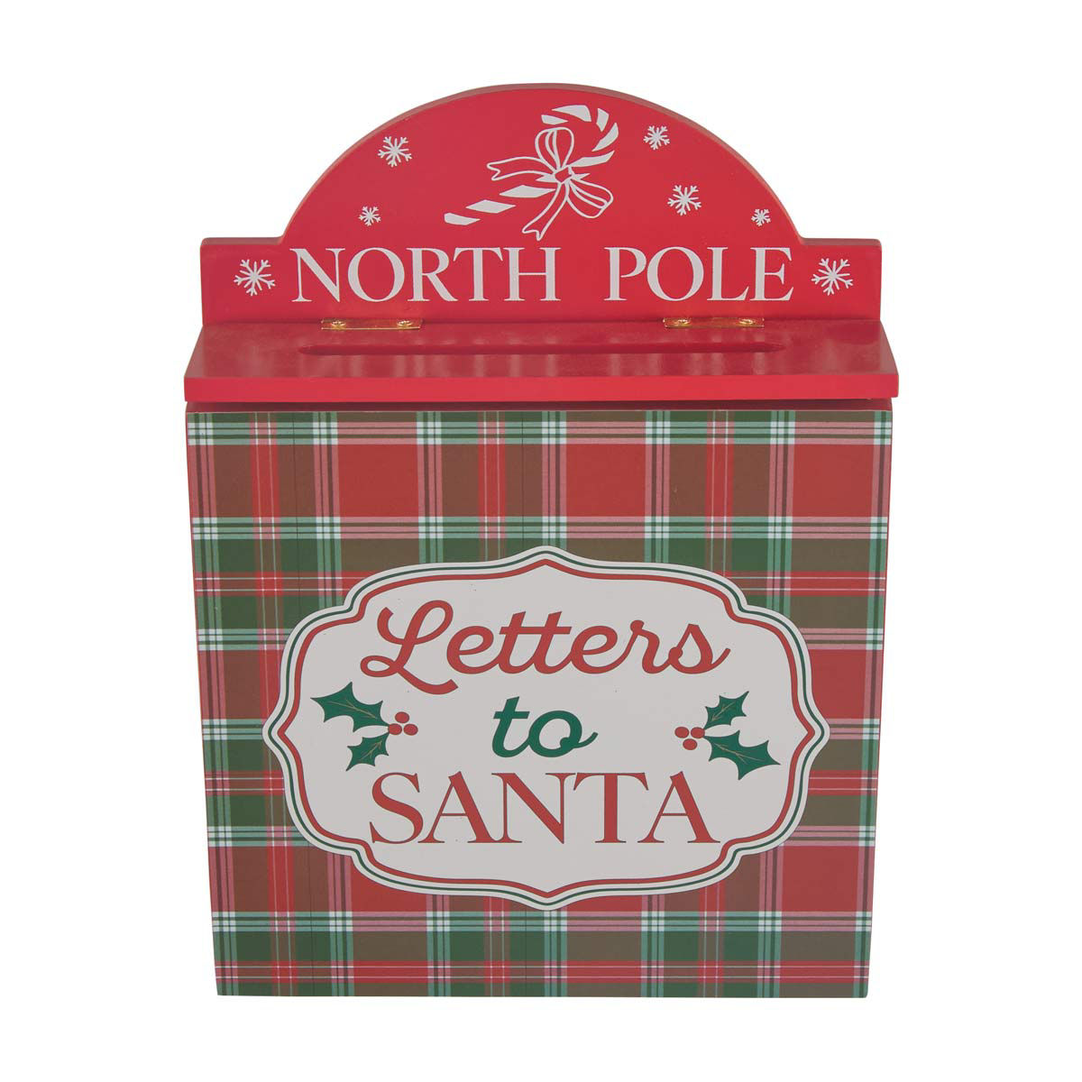 Christmas MDF Plaid Mailbox Shaped Table Décor