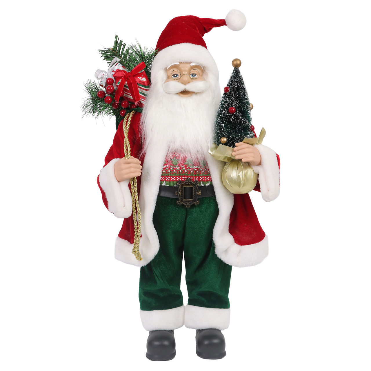 Standing Red & Green Santa Claus Christmas Décor Figure, Small