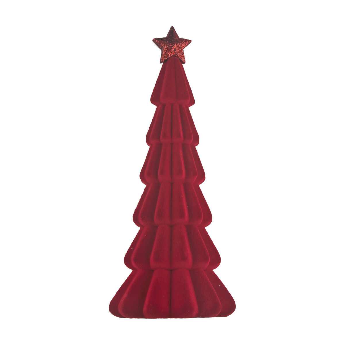 Christmas Large Red Flocked Tree Shaped Table Décor