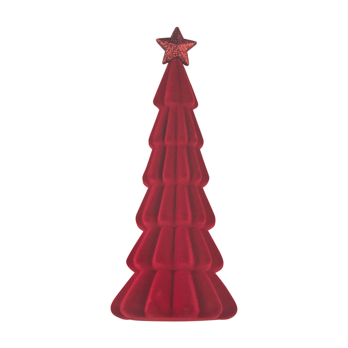 Christmas Medium Red Flocked Tree Shaped Table Décor