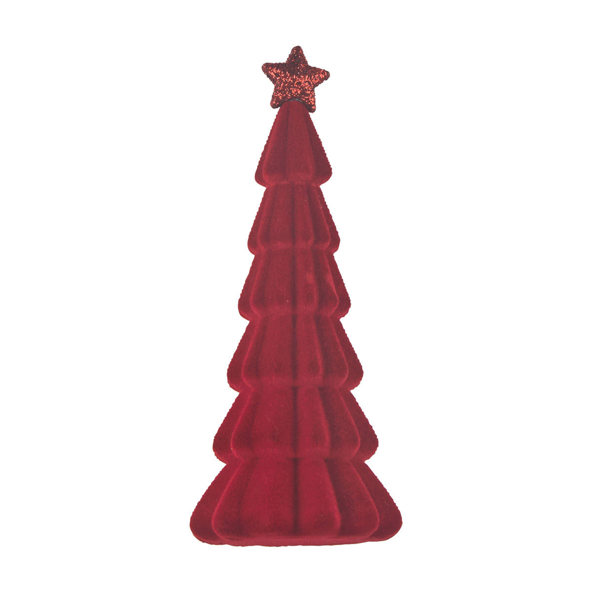 Christmas Small Red Flocked Tree Shaped Table Décor