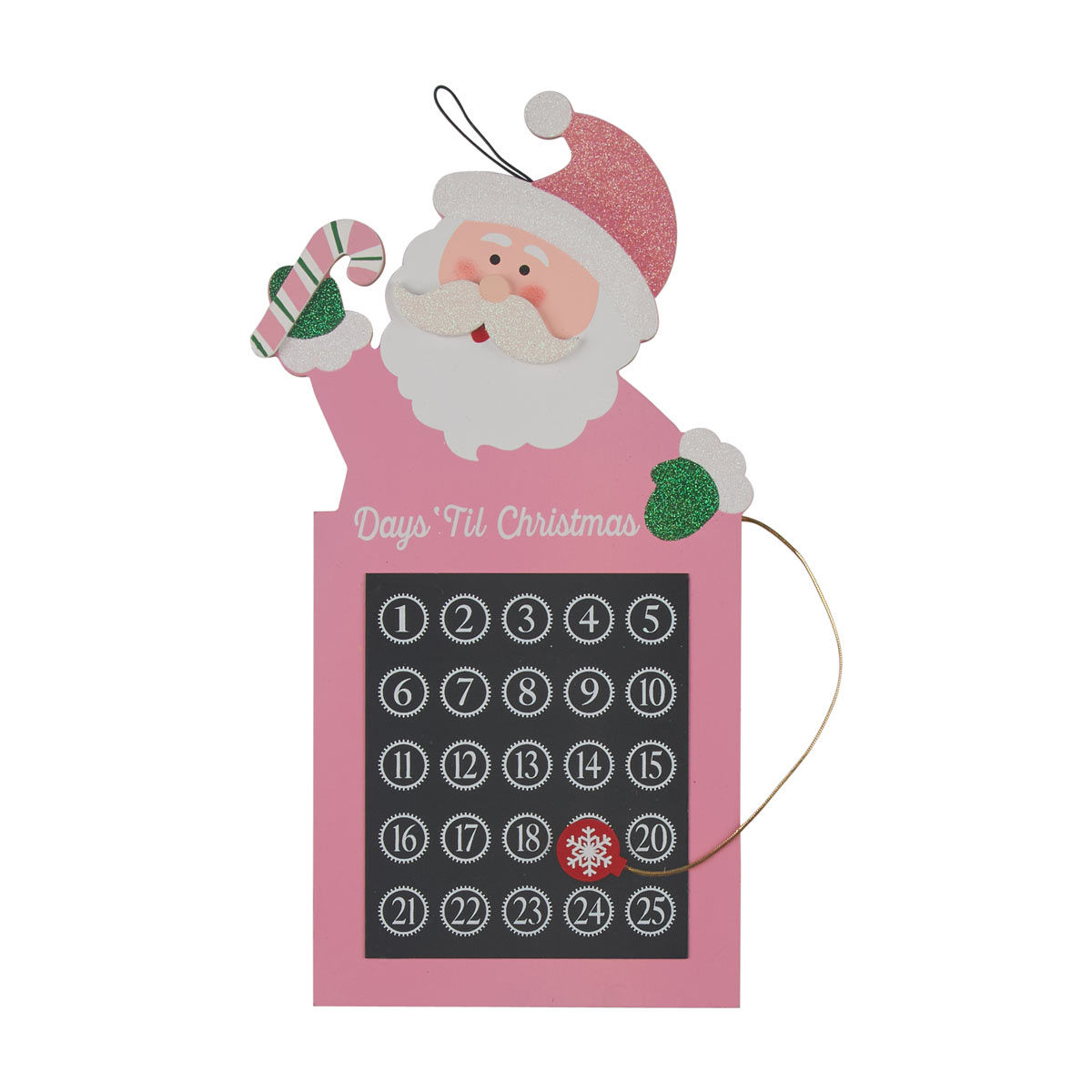 Christmas Pink Hanging Countdown Calendar Décor
