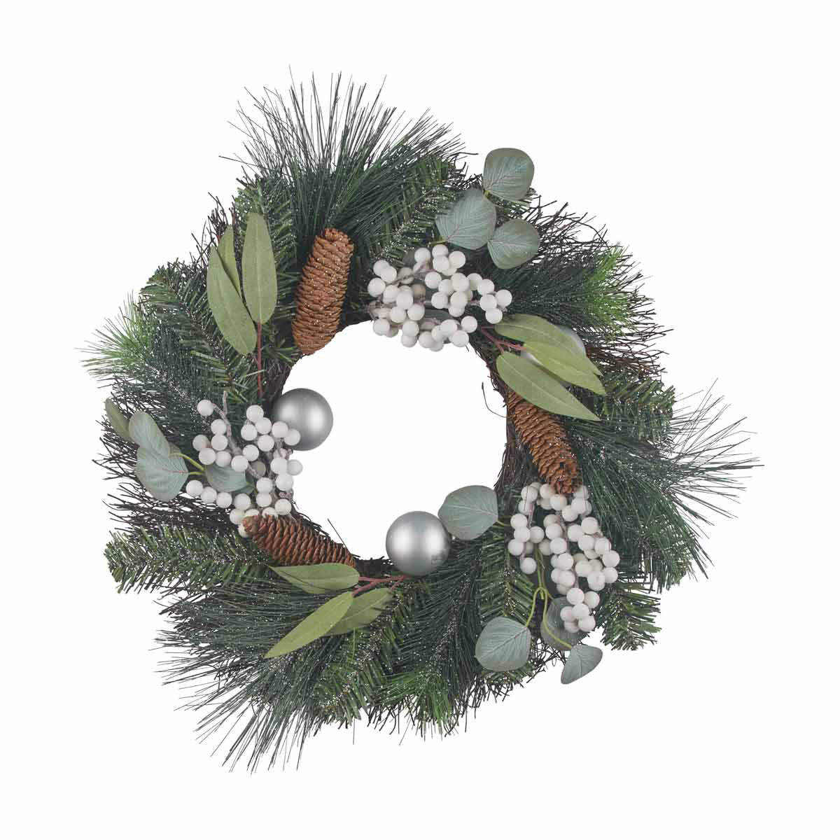 Christmas Artificial White Berries Floral Wreath Décor, Large
