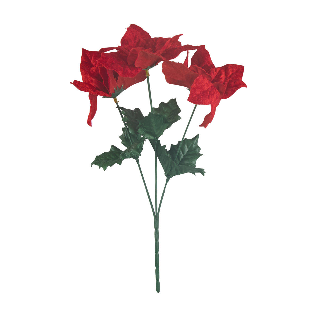 Christmas Artificial Red Poinsettia Floral Pick Décor