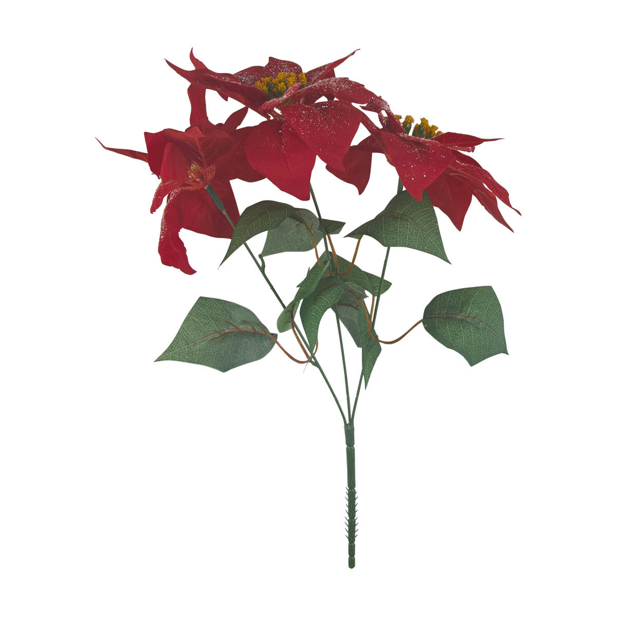 Christmas Artificial Red Glitter Sparkly Poinsettia Floral Pick