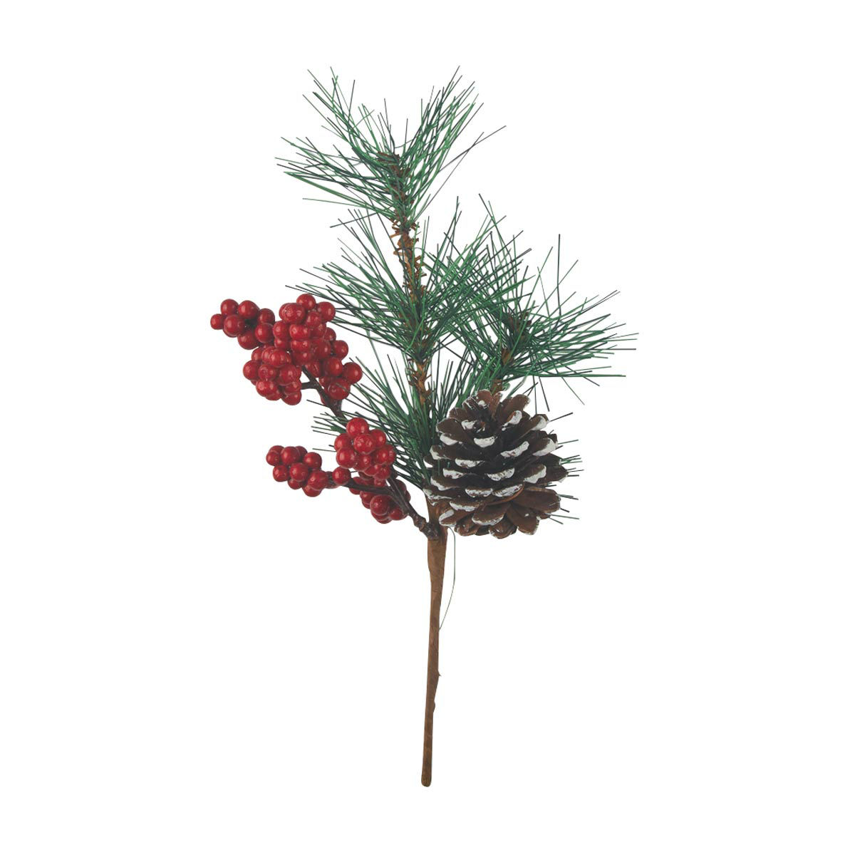 Christmas Red Berries with Pine Cone Artificial Pick Décor