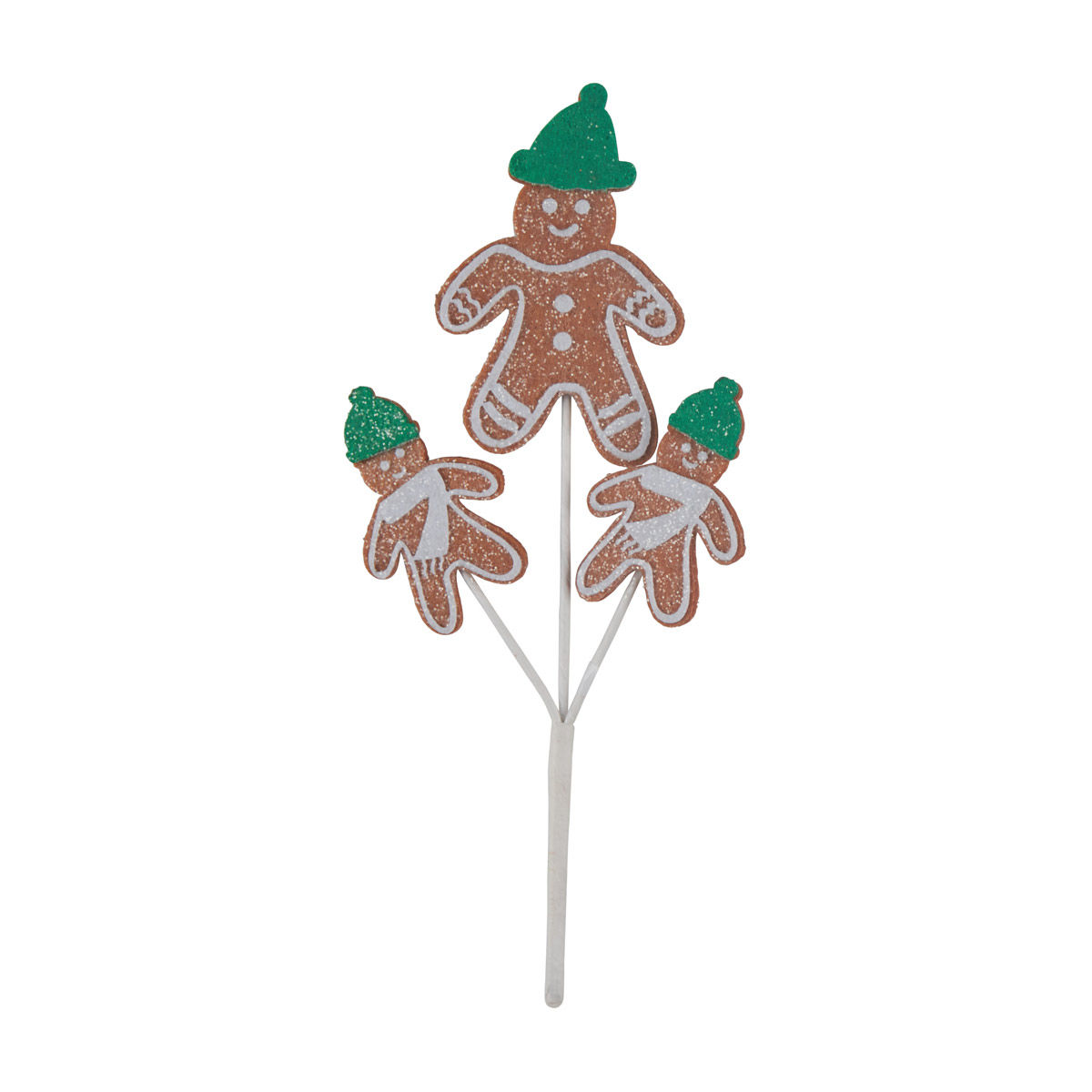 Christmas Gingerbread with Green Hat Garden Pick